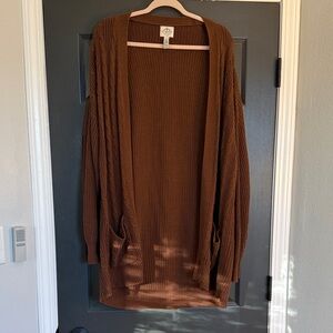 St. John's Bay Rich Brown Open Front Cardigan